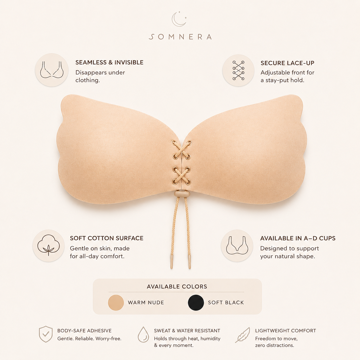 Somnera Cinch Lace-Up Adhesive Bra